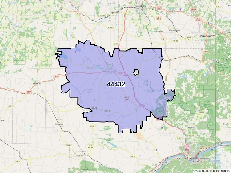 Map of ZIP Code 44432 — Lisbon, OH