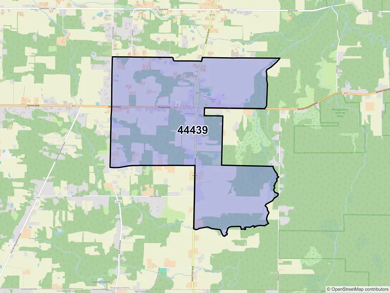 Map of Mesopotamia, Ohio and ZIP codes
