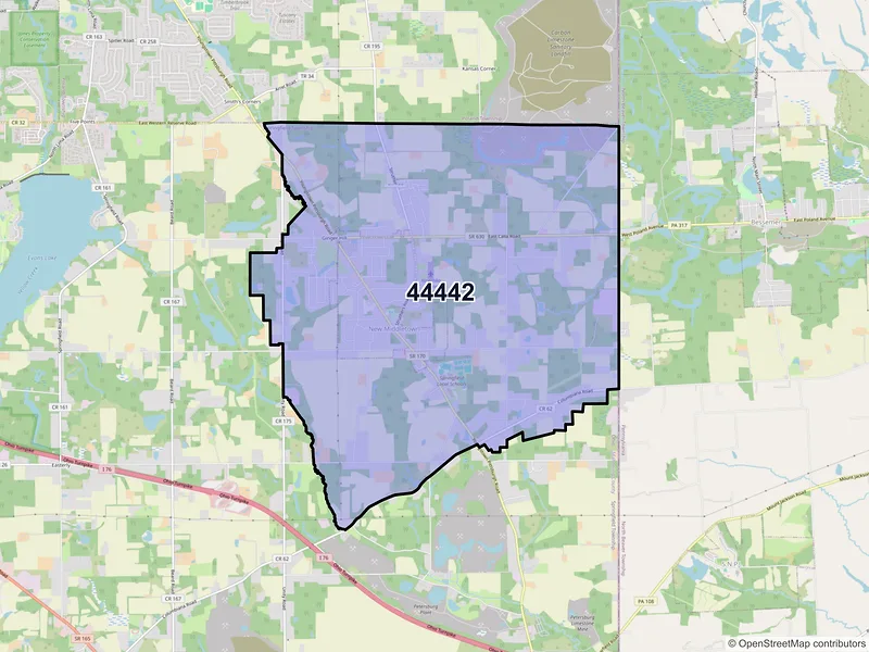 Map of ZIP Code 44442 — New Middletown, OH