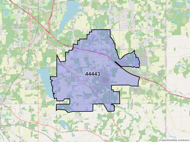 Map of ZIP Code 44443 — New Springfield, OH