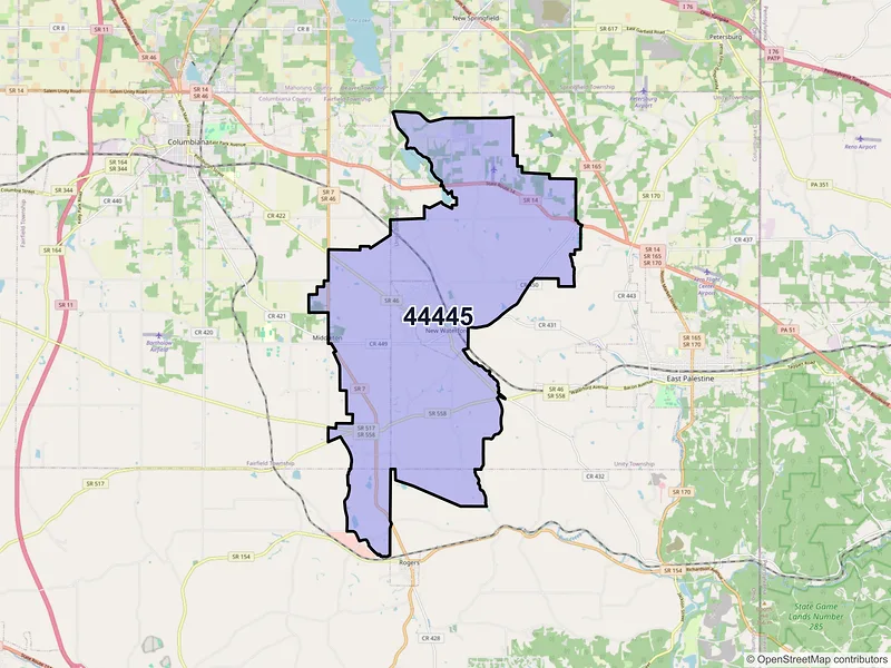 Map of ZIP Code 44445 — New Waterford, OH