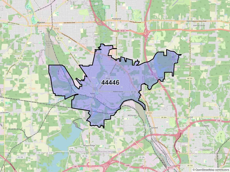 Map of ZIP Code 44446 — Niles, OH