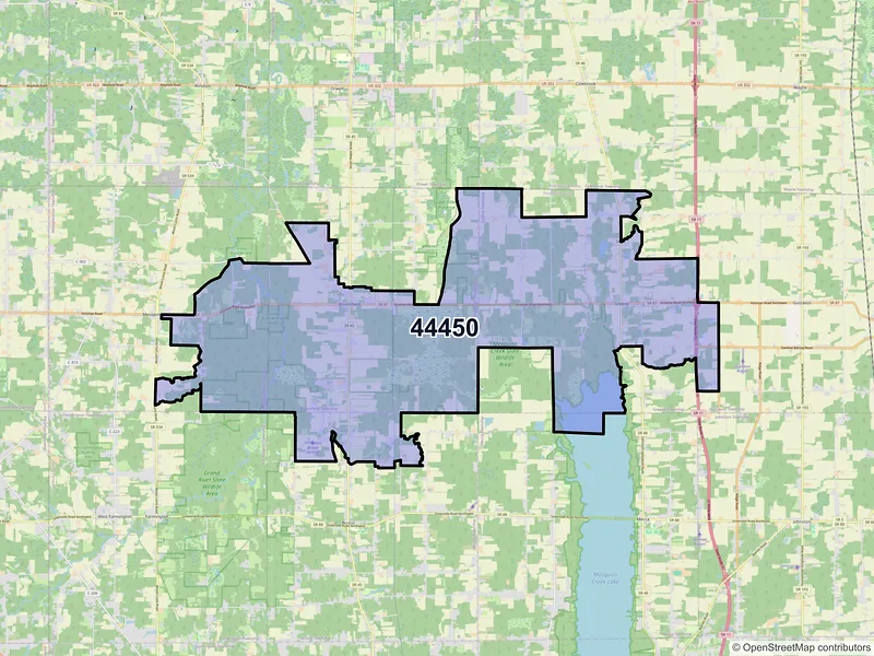 Map of ZIP Code 44450 — North Bloomfield, OH