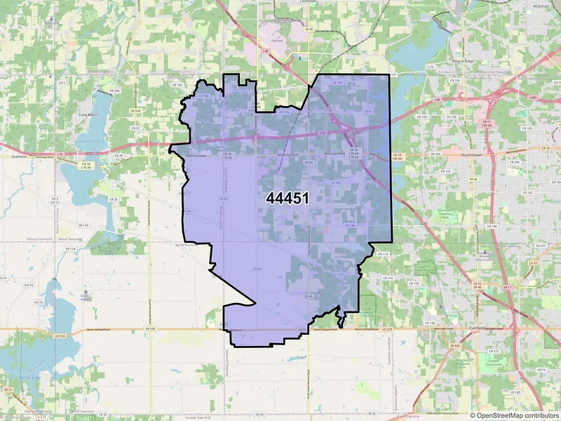 Map of ZIP Code 44451 — North Jackson, OH