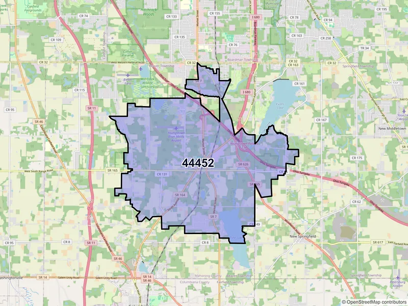 Map of ZIP Code 44452 — North Lima, OH