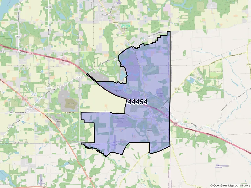 Map of ZIP Code 44454 — Petersburg, OH