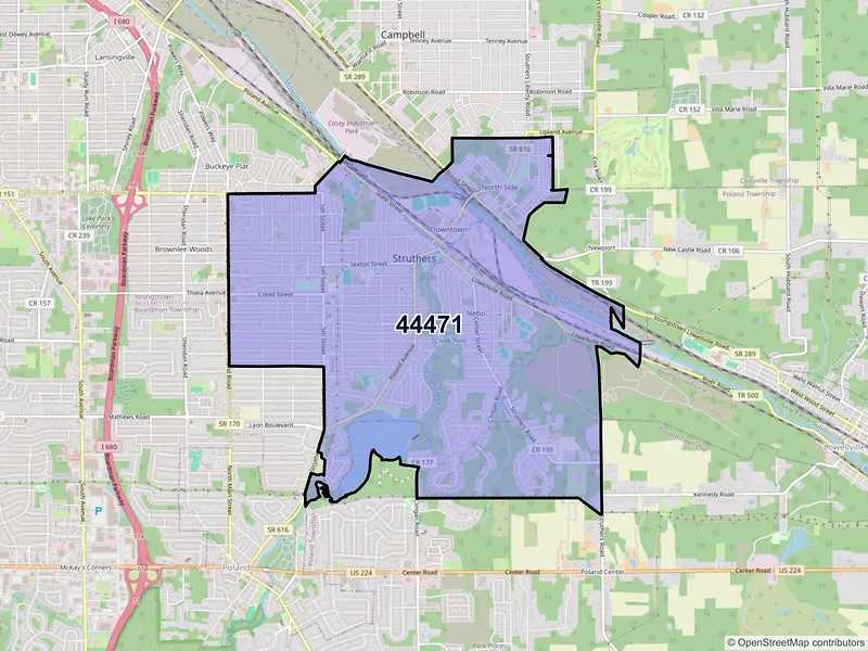 Map of ZIP Code 44471 — Struthers, OH