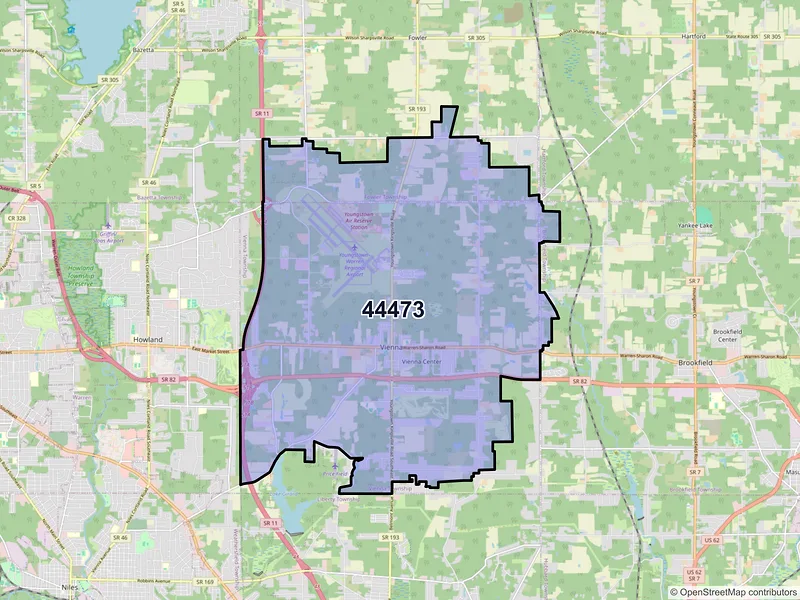 Map of ZIP Code 44473 — Vienna, OH