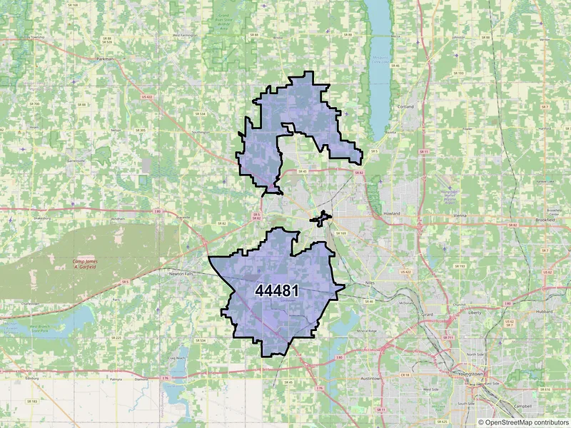 Map of ZIP Code 44481 — Warren, OH