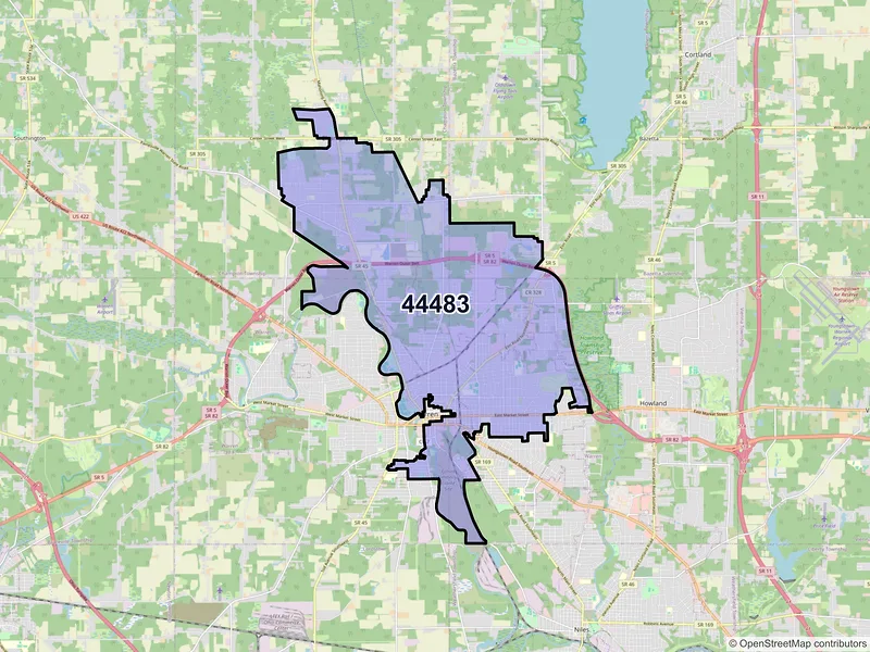 Map of ZIP Code 44483 — Warren, OH
