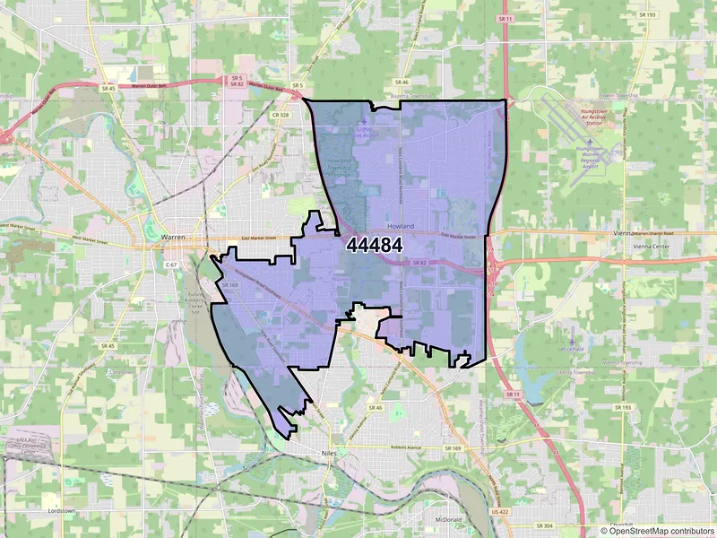 Map of ZIP Code 44484 — Warren, OH
