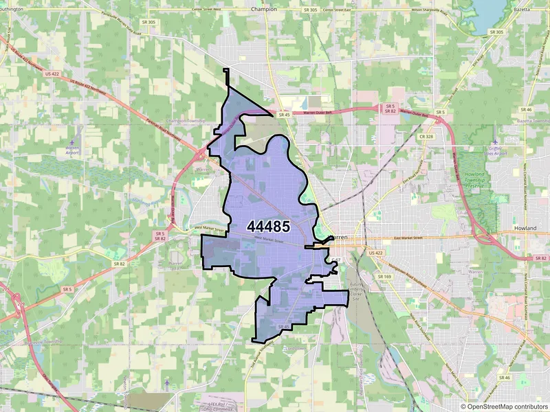 Map of ZIP Code 44485 — Warren, OH