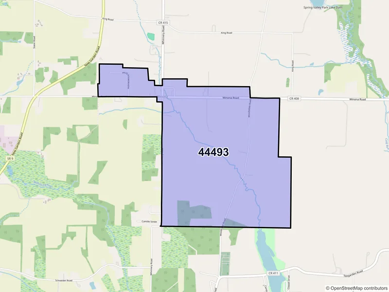 Map of Winona, Ohio and ZIP codes