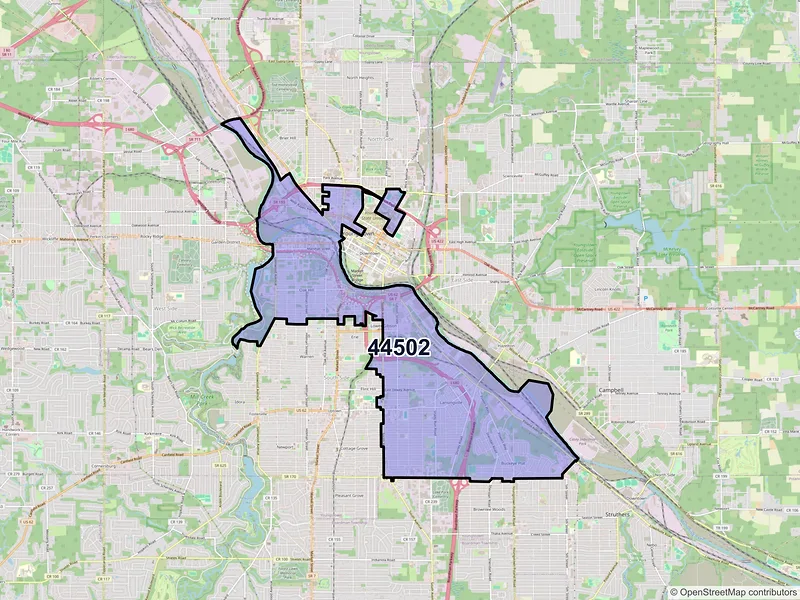 Map of ZIP Code 44502 — Youngstown, OH