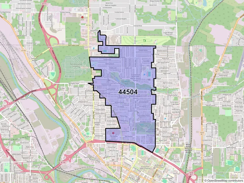 Map of ZIP Code 44504 — Youngstown, OH