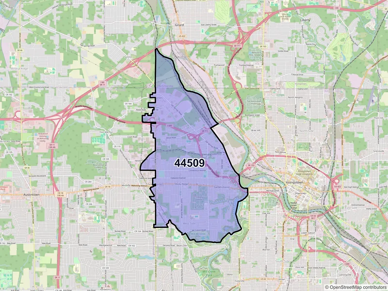 Map of ZIP Code 44509 — Youngstown, OH