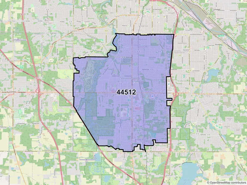 Map of ZIP Code 44512 — Youngstown, OH