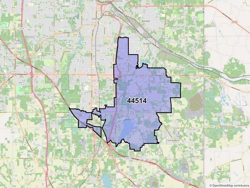 Map of ZIP Code 44514 — Youngstown, OH