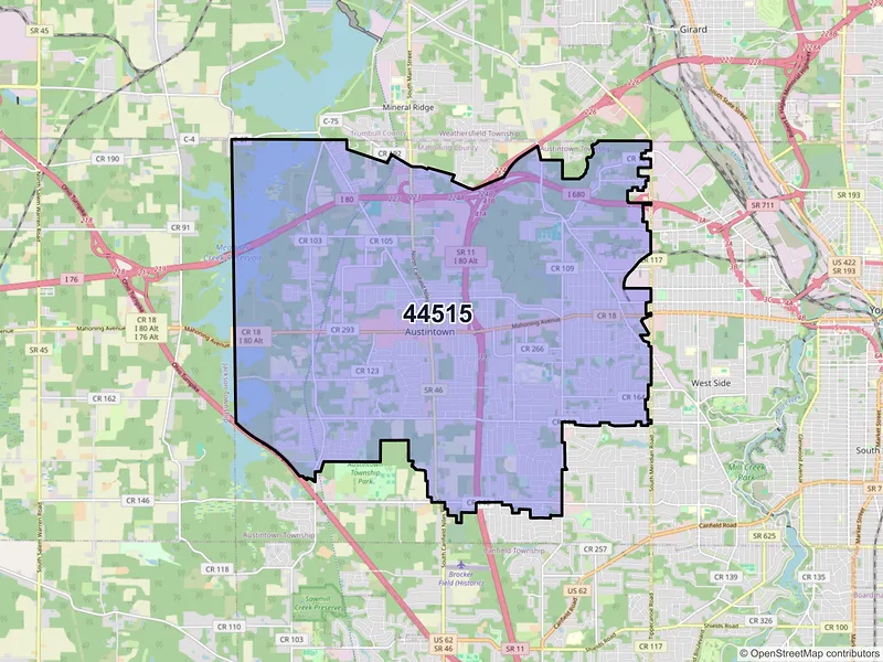 Map of ZIP Code 44515 — Youngstown, OH