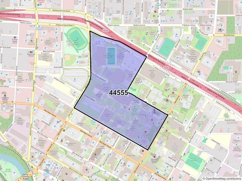Map of ZIP Code 44555 — Youngstown, OH