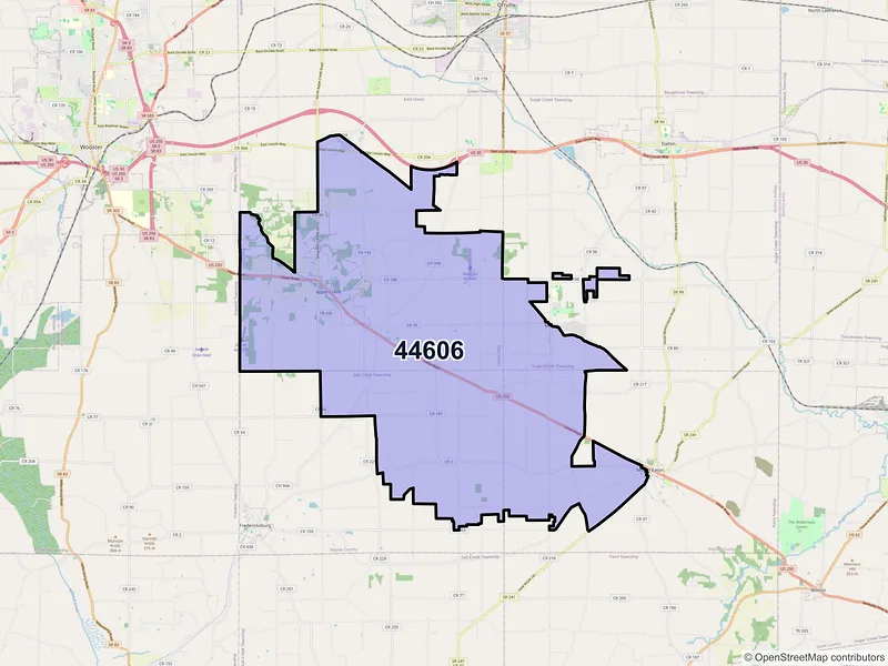 Map of ZIP Code 44606 — Apple Creek, OH