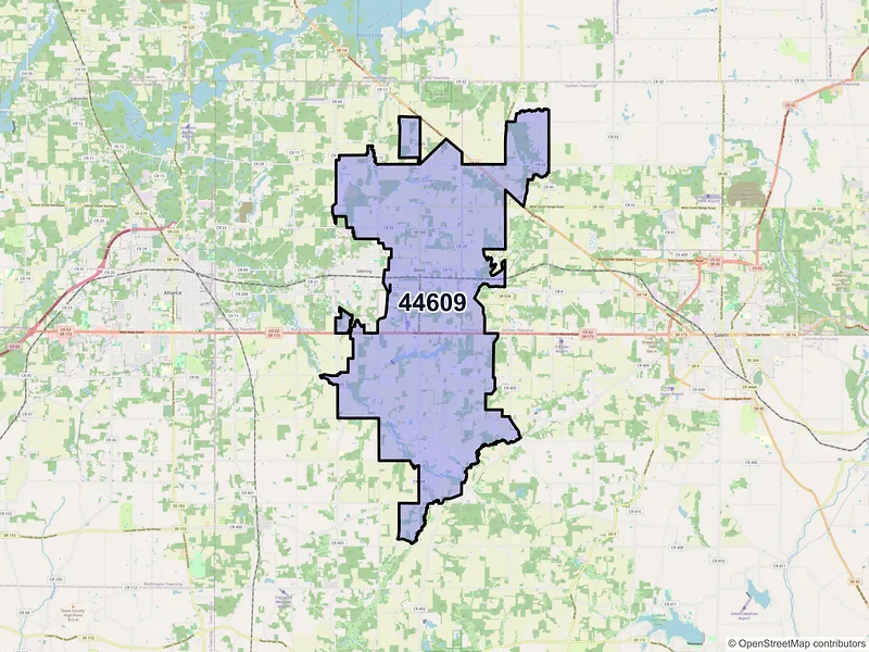 Map of ZIP Code 44609 — Beloit, OH