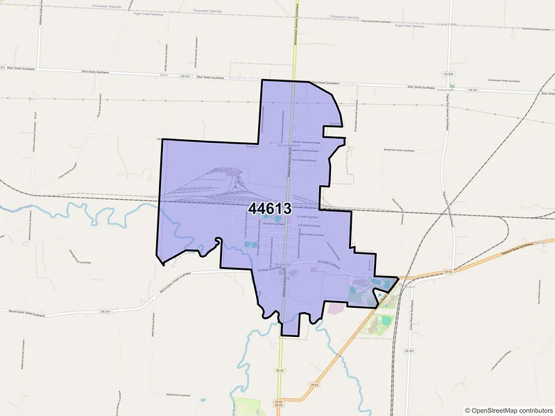 Map of ZIP Code 44613 — Brewster, OH