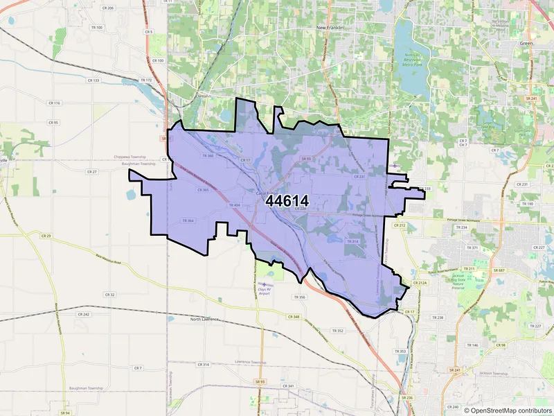 Map of ZIP Code 44614 — Canal Fulton, OH