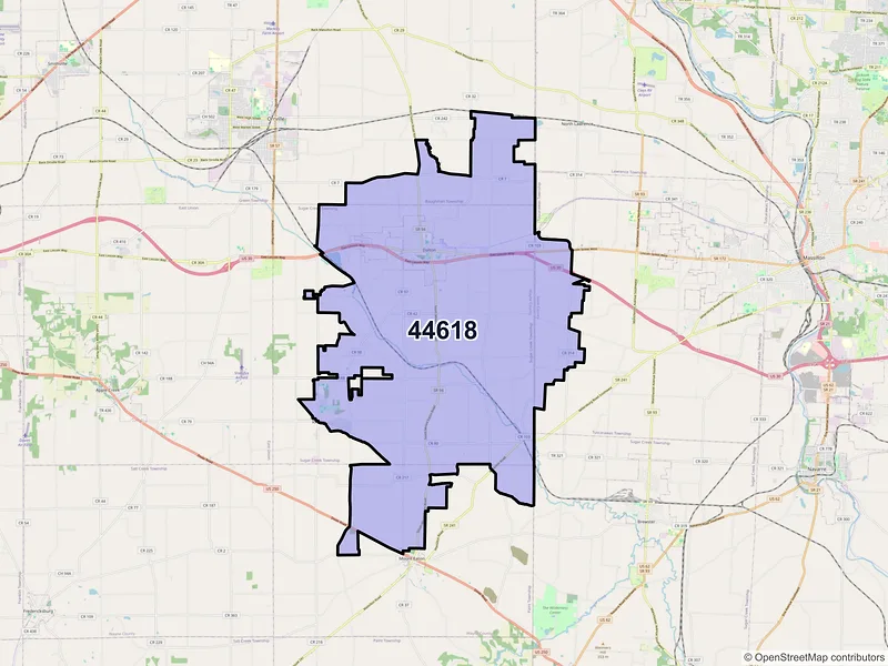 Map of ZIP Code 44618 — Dalton, OH