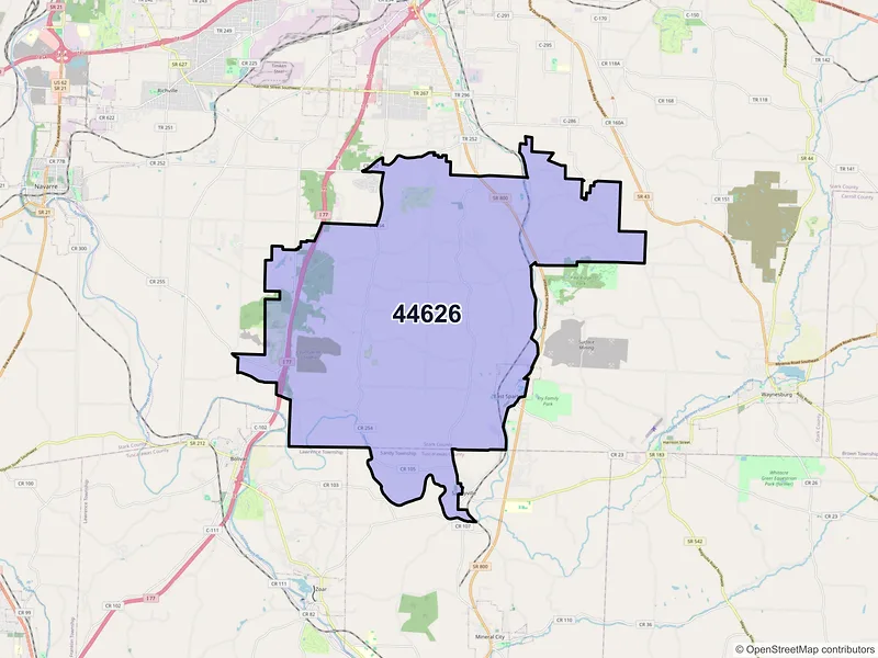 Map of ZIP Code 44626 — East Sparta, OH