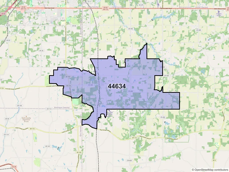 Map of ZIP Code 44634 — Homeworth, OH