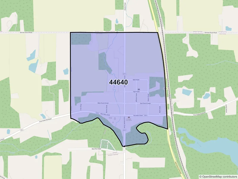 Map of Limaville, Ohio and ZIP codes