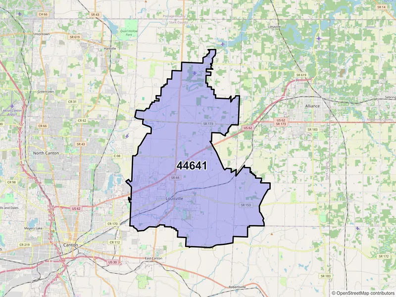 Map of ZIP Code 44641 — Louisville, OH