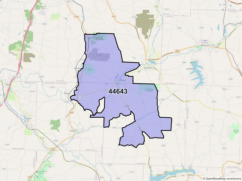 Map of ZIP Code 44643 — Magnolia, OH