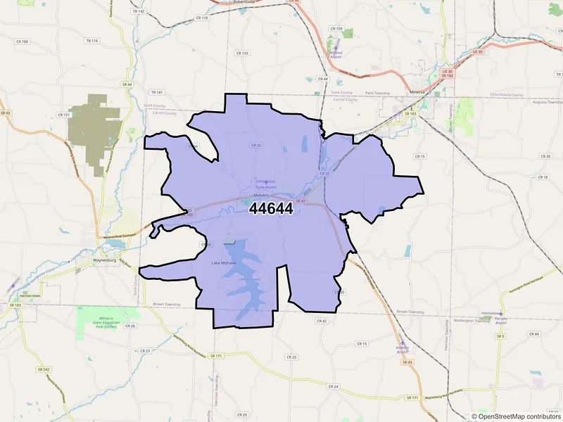 Map of ZIP Code 44644 — Malvern, OH