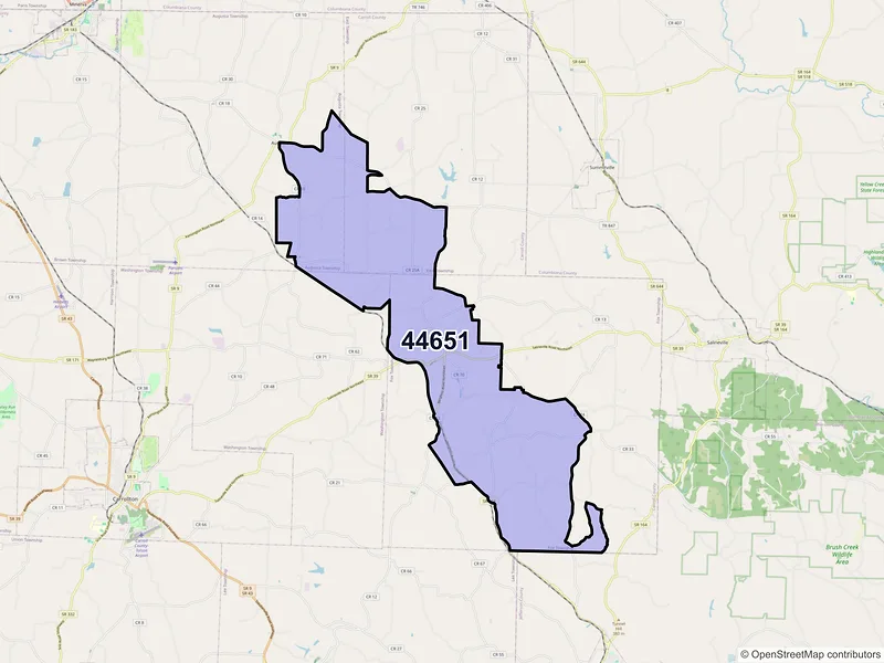 Map of ZIP Code 44651 — Mechanicstown, OH
