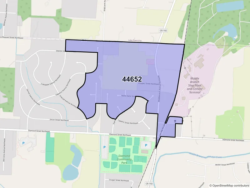 Map of Middlebranch, Ohio and ZIP codes