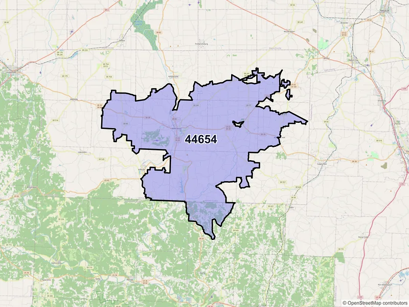 Map of ZIP Code 44654 — Millersburg, OH