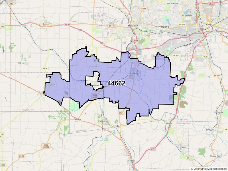 Map of ZIP Code 44662 — Navarre, OH