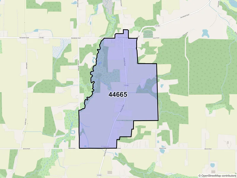 Map of North Georgetown, Ohio and ZIP codes