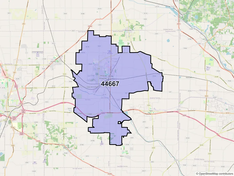 Map of ZIP Code 44667 — Orrville, OH