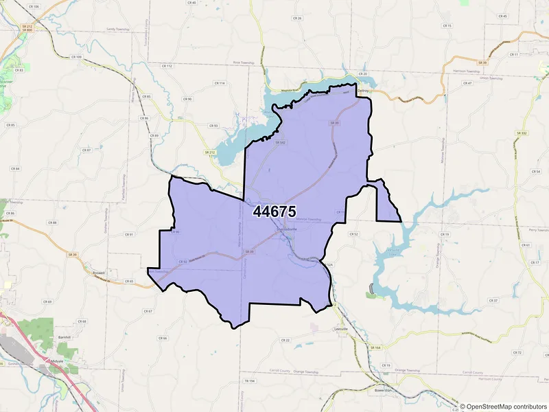 Map of ZIP Code 44675 — Sherrodsville, OH