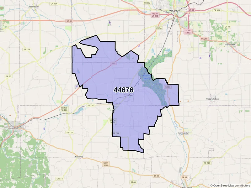 Map of ZIP Code 44676 — Shreve, OH