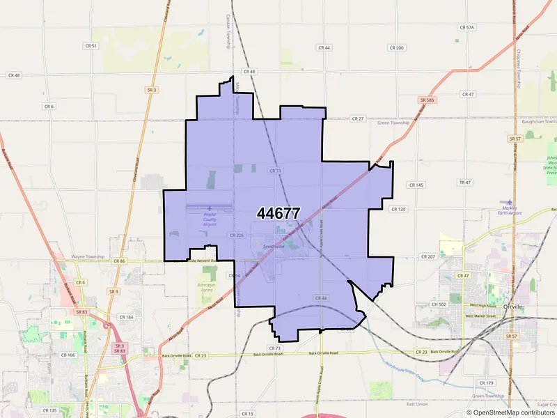 Map of ZIP Code 44677 — Smithville, OH