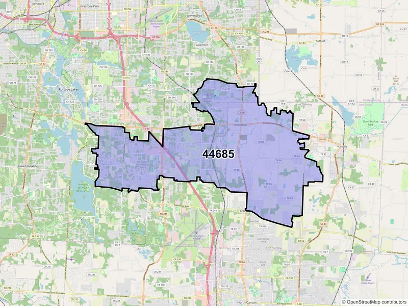 Map of ZIP Code 44685 — Uniontown, OH