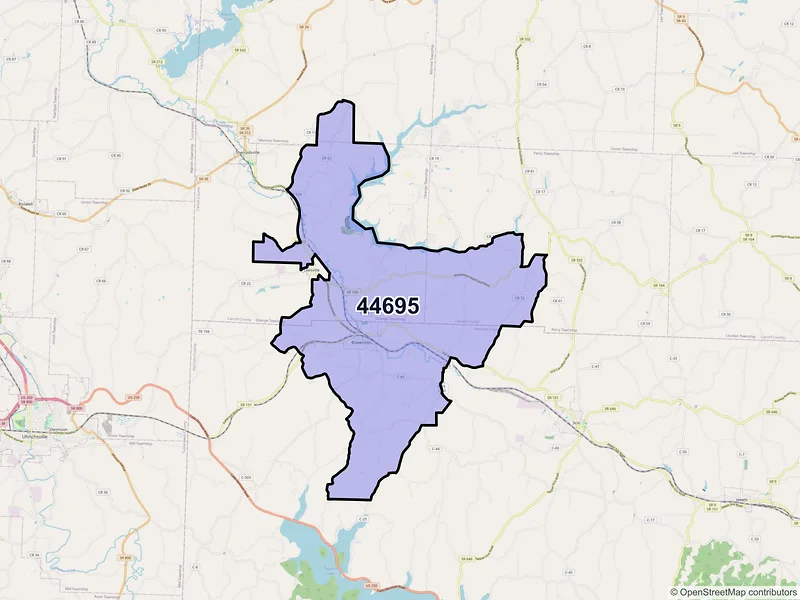 Map of ZIP Code 44695 — Bowerston, OH