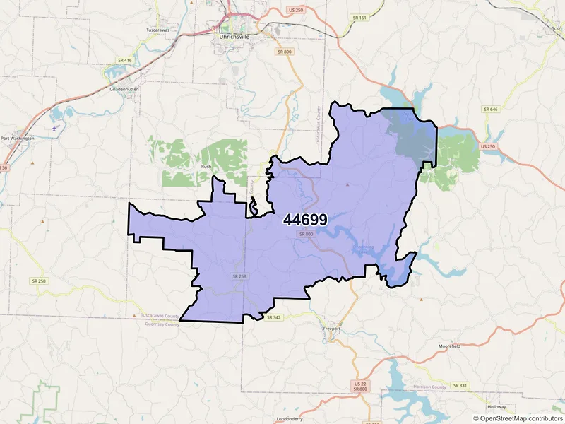 Map of ZIP Code 44699 — Tippecanoe, OH