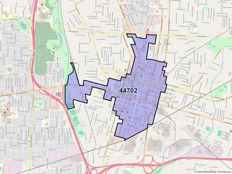 Map of ZIP Code 44702 — Canton, OH