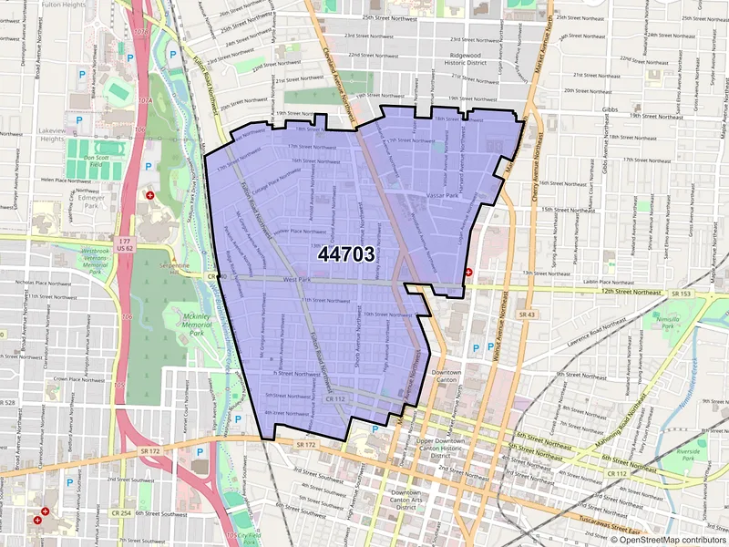 Map of ZIP Code 44703 — Canton, OH