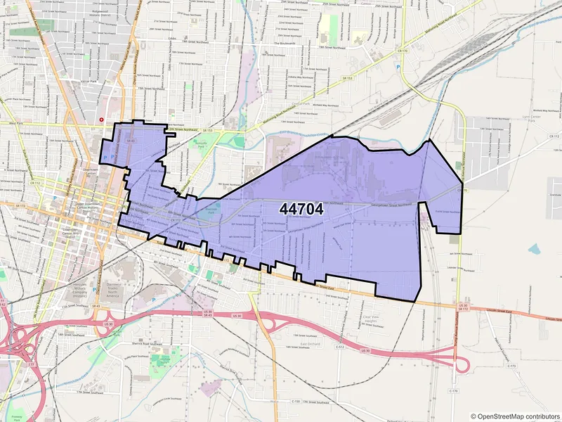 Map of ZIP Code 44704 — Canton, OH